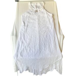 Luxology Women Maxi Dress Size 12 White A-Line Buckle Sleeveless Lightweight